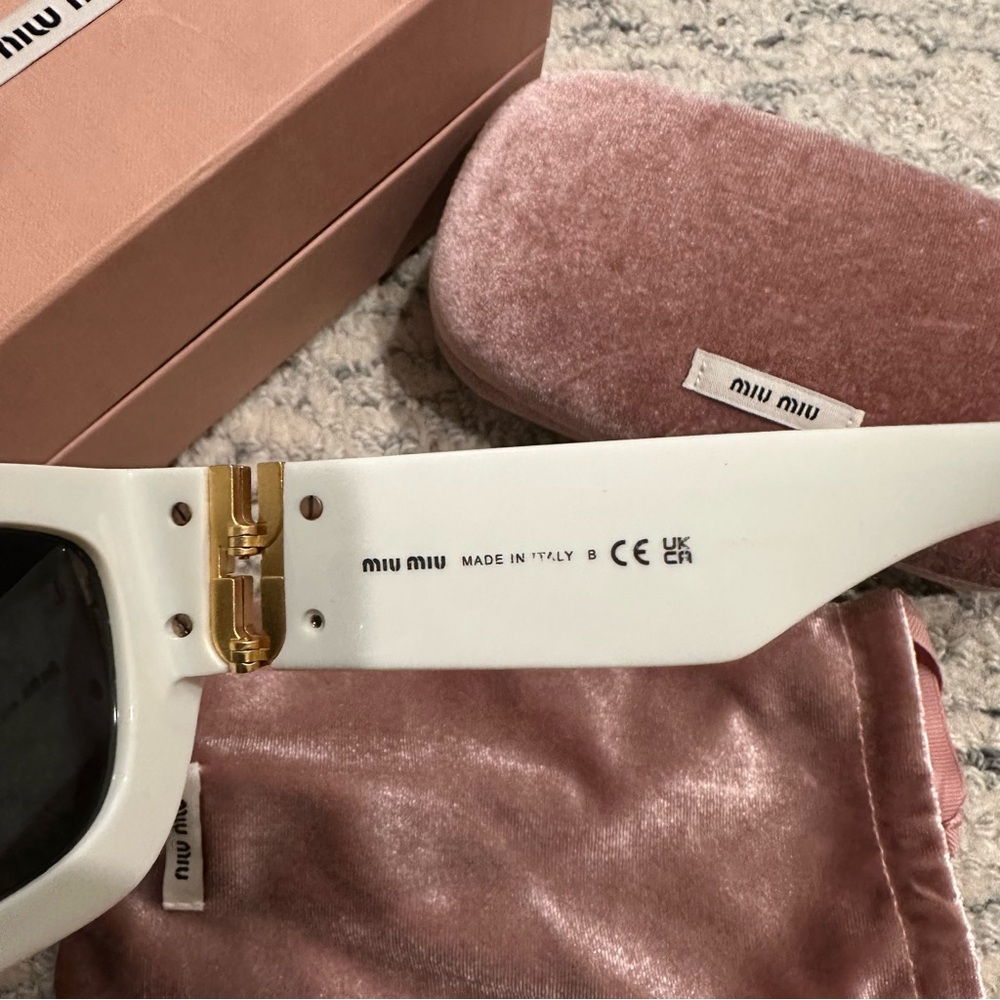Miu Miu White and Gold Sunglasses - Picture 6 of 10